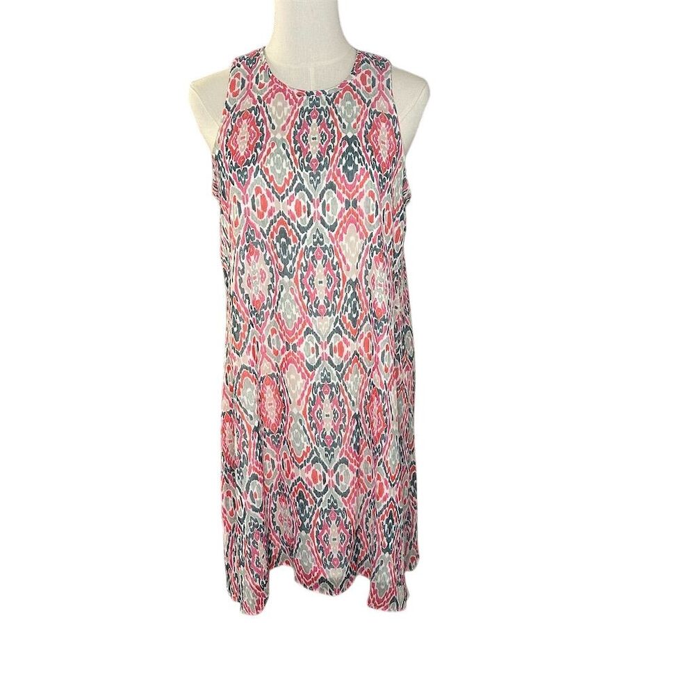 Calvin Klein Women's Sleeveless Shift Dress M Pink/Green Party Cocktail